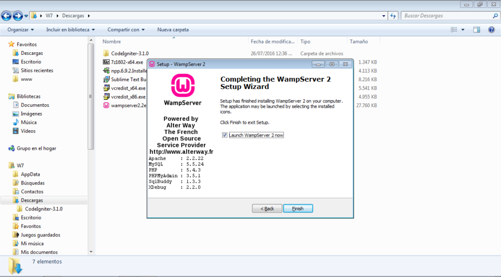 Instalación de wamp finalizada - Configurar WAMP