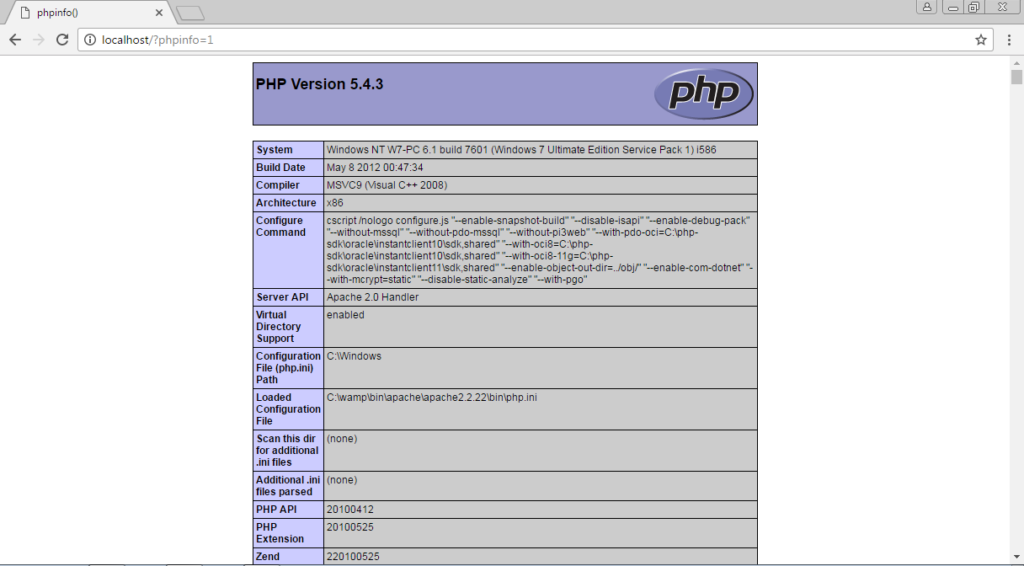 Verificar php - Configurar WAMP